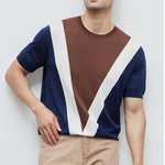 CoolKnit Breathable Contrast Color T-shirt | Men’s Short Sleeve Summer Knit Top