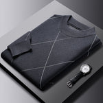 Trendy Rhombus Knitted Sweater – Large Size Pullover for Adults, Casual Long Sleeve Chenille Style