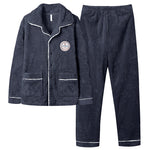 Men’s Coral Fleece Cardigan Pajamas – Long Sleeve Homewear Set, Warm and Comfortable for Winter and All Seasons