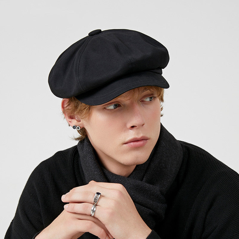All-Matching Newsboy Painter Cap – British Retro Cotton Octagonal Hat for Men & Women | Warm, Windproof, Sun Protection