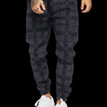 Checkered 3D Digital Print Casual Pants – Men’s Cotton Tapered Plaid Trousers for Everyday Streetwear