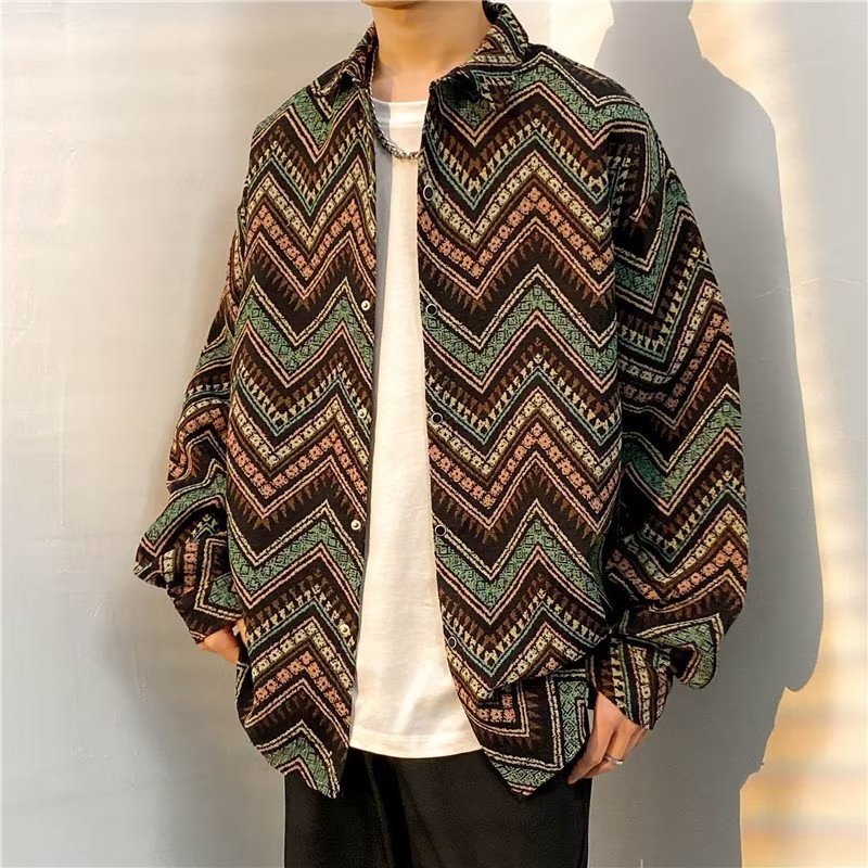 Loose Japanese-Style Retro Ethnic Long Sleeve Shirt – Autumn & Winter Cardigan for Youth Couples