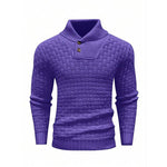 Men’s Slim Turtleneck Sweater – Button Design Pullover, Thick Solid Color Casual Fashion Top