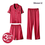Men’s Ice Silk Homewear Three-Piece Suit – Lightweight Pajamas with Shorts and Trousers for Comfortable Relaxation