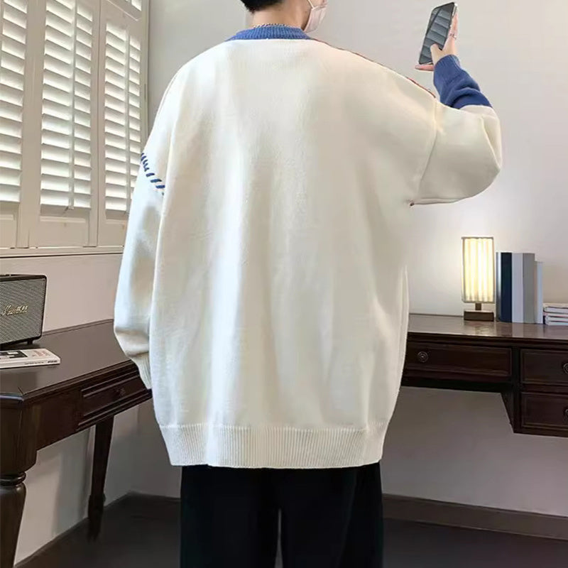 Colorblock Pullover Sweater for Men – Winter Fashion Long Sleeve Casual Top, Stylish Warm Knitwear