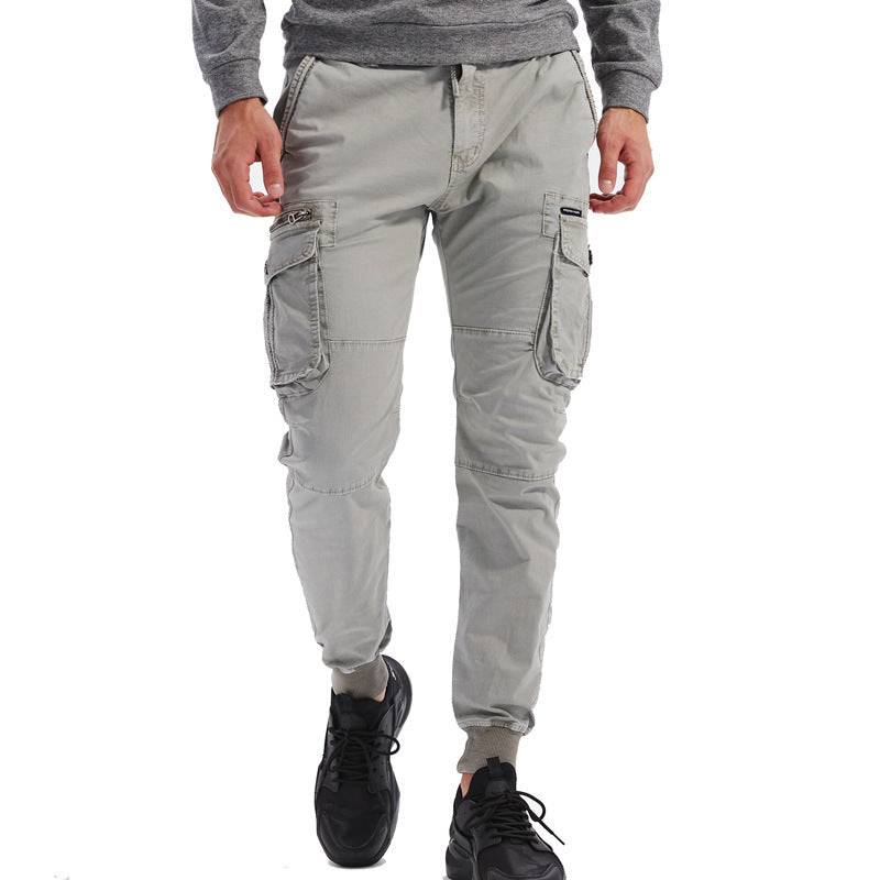 Men's Multi-color Oversized Cotton Trousers Casual Military Style Pants with Pockets