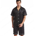 Men's Summer Satin Lapel Homewear Set – Thin Breathable Short-Sleeved Sleepwear Suit for Cool Comfort