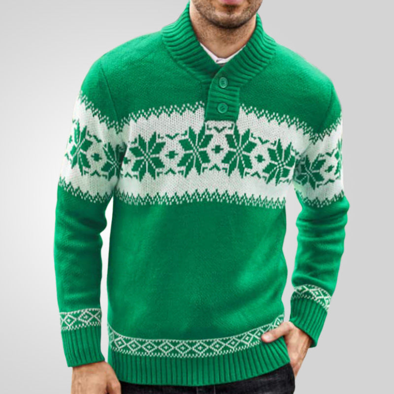 Men's Christmas Jacquard Pullover Sweater – Winter Thick Knitwear, Long Sleeve Casual Fashion Top