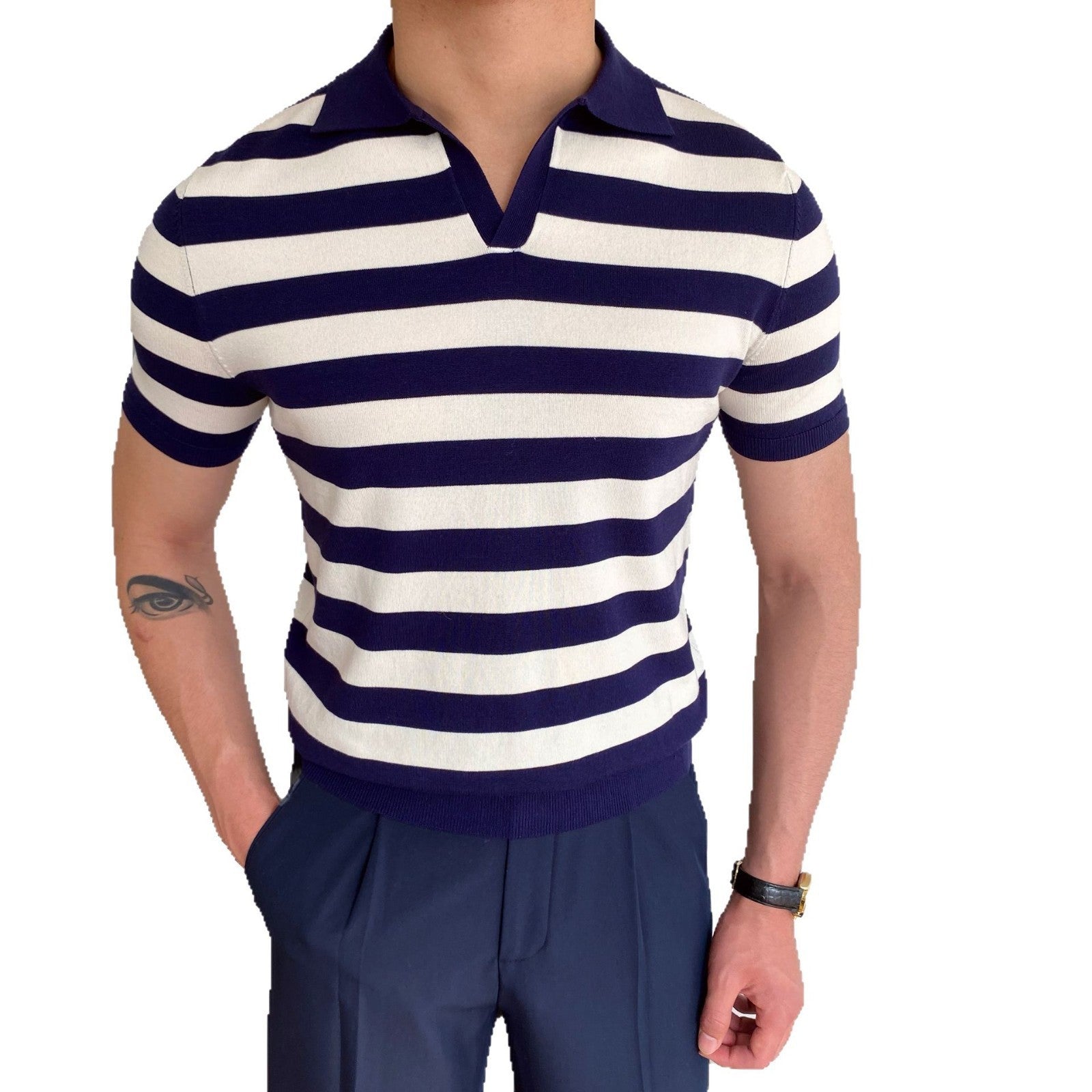 Men’s Versatile Striped Casual Shirt – Lightweight Short Sleeve Summer Top for Everyday Style