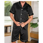 Men's Summer Satin Lapel Homewear Set – Thin Breathable Short-Sleeved Sleepwear Suit for Cool Comfort
