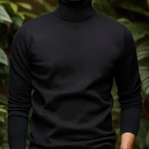 Men’s Solid Color Soft Viscose Turtleneck Sweater – Comfortable and Stylish Winter Knitwear