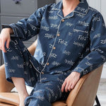 Men’s Cotton Long-Sleeve Pajama Set – Loose Trousers & Top | Comfortable Autumn and Winter Homewear for Men