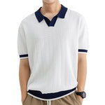 Men’s Ice Silk Polo Shirt | High-End Short Sleeve Striped T-shirt for Cool Summer Comfort