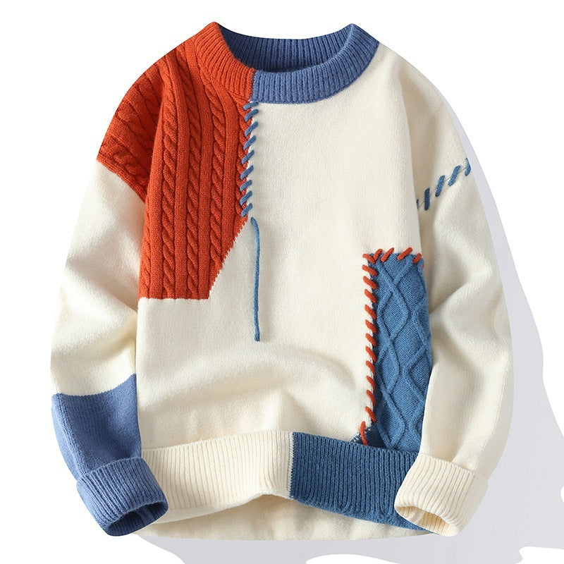 Colorblock Pullover Sweater for Men – Winter Fashion Long Sleeve Casual Top, Stylish Warm Knitwear