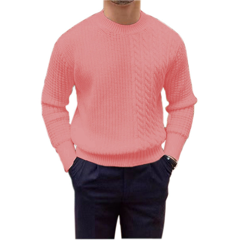 Men’s Knitted Sweater – Twisted String Design Pullover, Thick Woolen Yarn, Casual Fashion Top