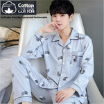 Men’s Cotton Long-Sleeve Pajama Set – Loose Trousers & Top | Comfortable Autumn and Winter Homewear for Men