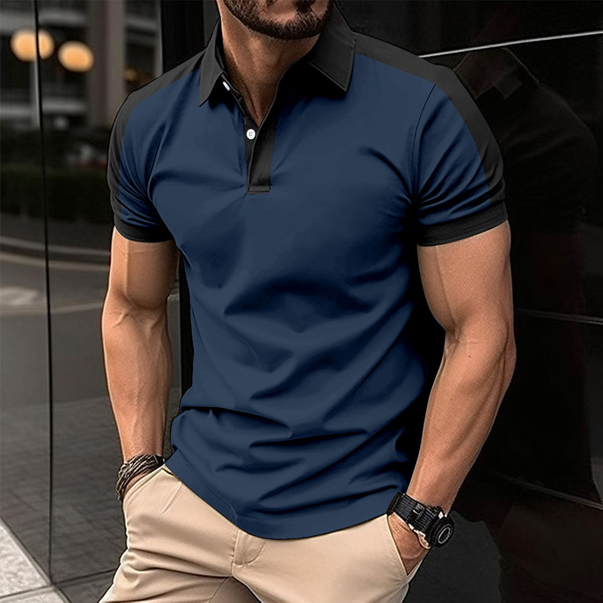 Men’s Short Sleeve Business Polo Shirt – Casual Cotton Blend Summer Top for Office & Daily Wear