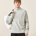 Men’s Loose Round Neck Sweater – Casual Cotton Blend Pullover, Long Sleeve Autumn Fashion Top
