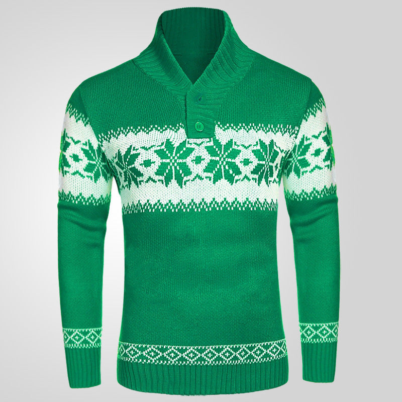 Men's Christmas Jacquard Pullover Sweater – Winter Thick Knitwear, Long Sleeve Casual Fashion Top