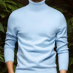 Men’s Solid Color Soft Viscose Turtleneck Sweater – Comfortable and Stylish Winter Knitwear
