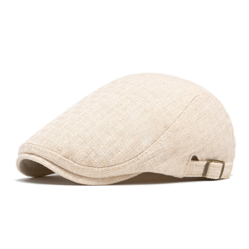 Men’s Retro Peaked Beret – Breathable Cotton & Linen Cap | Adjustable, Sunshade, Summer Sun Protection