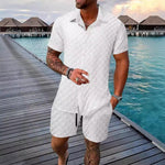 Men’s Casual Chemical Fiber Shirt Suit – Short Sleeve Shirt & Shorts Set | Lightweight Daily Summer Outfit