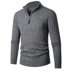 Men’s Half-Turtleneck Zip-Up Sweater – Slim Fit Long Sleeve Pullover Winter Fashion Top