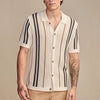 Men’s Hollow-out Knitted Polo Cardigan | Breathable Striped Short Sleeve Casual Shirt