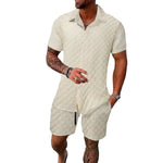 Men’s Casual Chemical Fiber Shirt Suit – Short Sleeve Shirt & Shorts Set | Lightweight Daily Summer Outfit