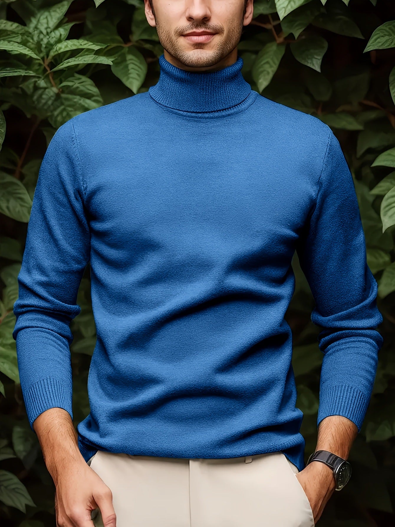 Men’s Solid Color Soft Viscose Turtleneck Sweater – Comfortable and Stylish Winter Knitwear