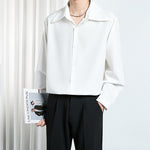 Korean Style Men’s Loose Trendy Shirt – High-End Draping Non-Ironing Polyester Top for Teenagers