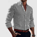 Ins Stripe Printed Long Sleeve Shirt for Men – Casual Loose Lapel Button Top Fashion Daily Wear