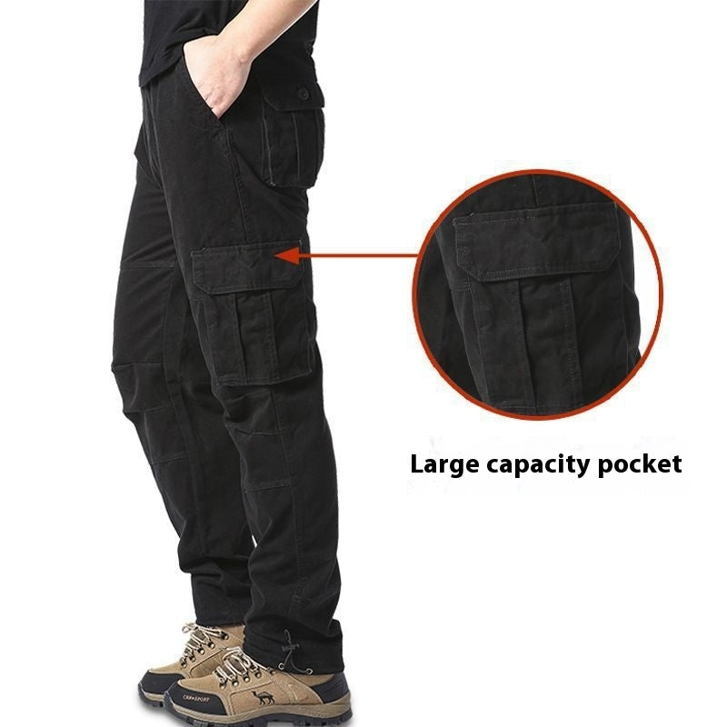 Men's Multi-pocket 100% Cotton Cargo Pants – Plus Size Workwear Trousers for Daily & Outdoor Use