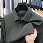 Mercerized Cotton Long-Sleeved Polo Shirt for Men – Breathable Casual Dad Style Top for Spring & Autumn