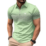 Men’s Summer Fashion Sports Short Sleeve – Stylish Striped Shirt with Zipper Design, Loose Fit Casual Top