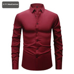 Men’s Long Sleeve Stretch Shirt – Fashionable Solid Color Loose Fit Top for Casual & Daily Wear