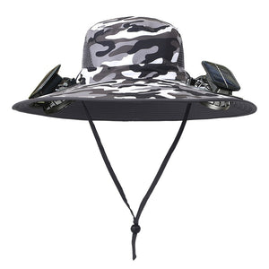 Outdoor Wide Brim Sun Hat With Solar Fan – USB Charging, Adjustable, Breathable, Waterproof, Windproof, Summer Fishing Hat