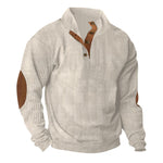 Corduroy Stand Collar Sweater for Men – Long Sleeve Loose Fit Cotton Pullover Casual Winter Top