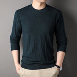 Spring & Autumn Men's Sweater – Loose Fit Solid Color Long Sleeve Pullover for Middle-aged Men