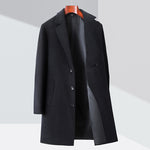 Men's Business Casual Woolen Trench Coat | Light Business Solid Color Overcoat | Classic Black, Gray, & Champagne Styles