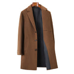 Men's Business Casual Woolen Trench Coat | Light Business Solid Color Overcoat | Classic Black, Gray, & Champagne Styles