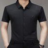 Men’s Seamless Short Sleeve Business Shirt – Lightweight Striped Summer Office Top for Smart Casual Style