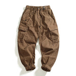 Men's Multi-pocket Stretch Washed Cargo Pants – Loose Fit Casual Ankle Trousers