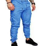 Men’s Casual Pencil Pants – Loose Cotton Blend Trousers with Belt, Comfortable Mid-Waist Youth Pants