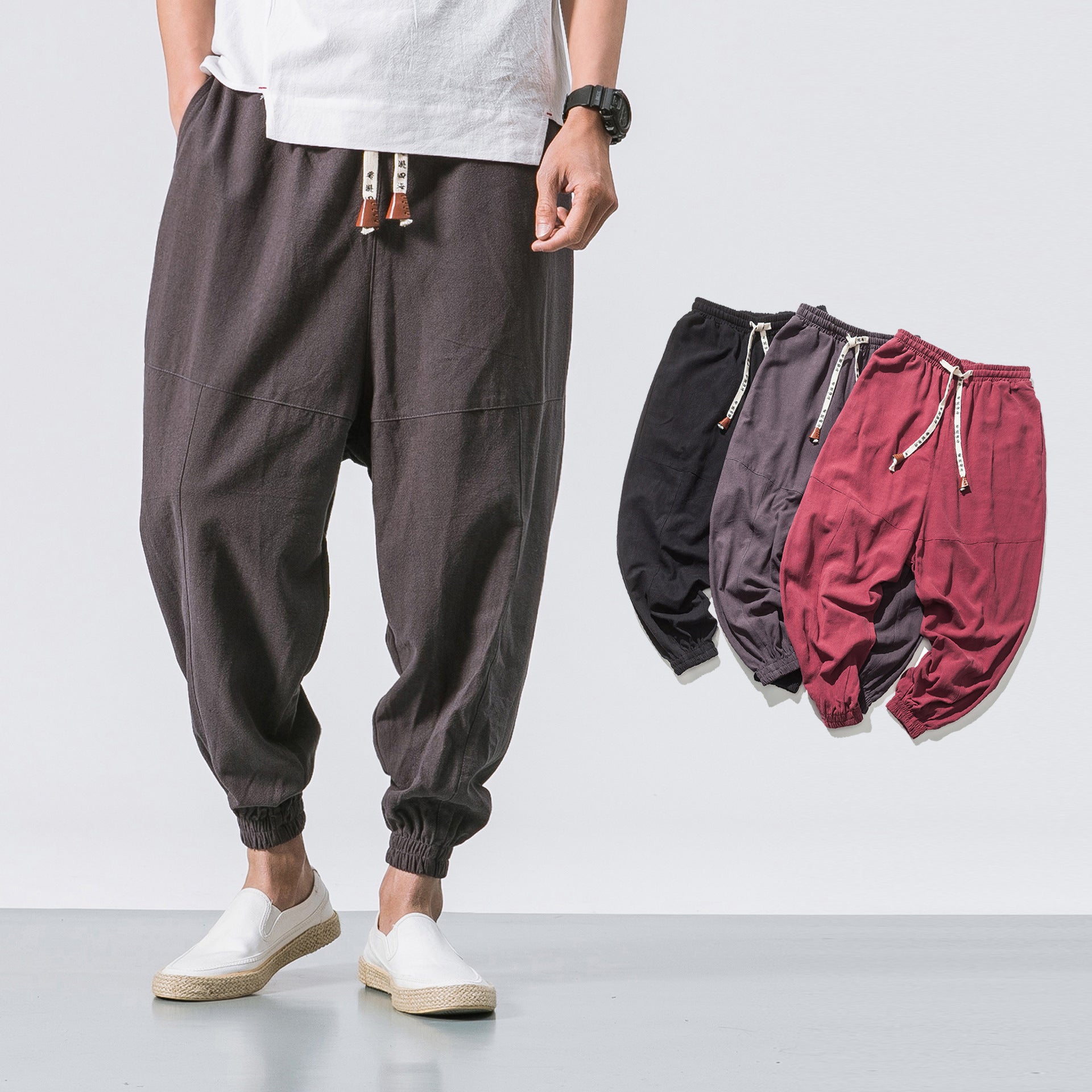 Men’s Hip Hop Streetwear Jogger Pants – Elastic Waist, Drawstring, Tapered Sweatpants with Pockets for Gym and Casual Wear