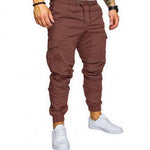 Men’s Casual Pencil Pants – Loose Cotton Blend Trousers with Belt, Comfortable Mid-Waist Youth Pants