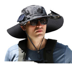 Outdoor Wide Brim Sun Hat With Solar Fan – USB Charging, Adjustable, Breathable, Waterproof, Windproof, Summer Fishing Hat