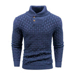 Men’s Slim Turtleneck Sweater – Button Design Pullover, Thick Solid Color Casual Fashion Top