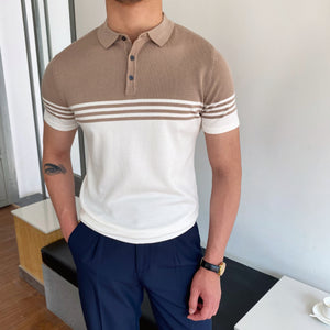 Men’s Casual Striped Polo Shirt – Thin Short-Sleeve Summer Top with Cotton Comfort