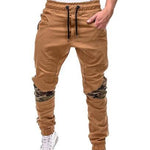 Men’s Casual Pencil Pants – Loose Cotton Blend Trousers with Belt, Comfortable Mid-Waist Youth Pants